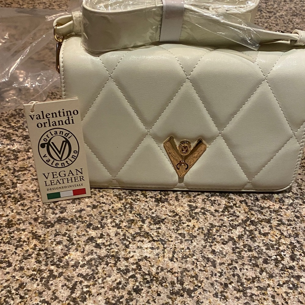Valentino Orlandi White Quilted Crossbody Bag